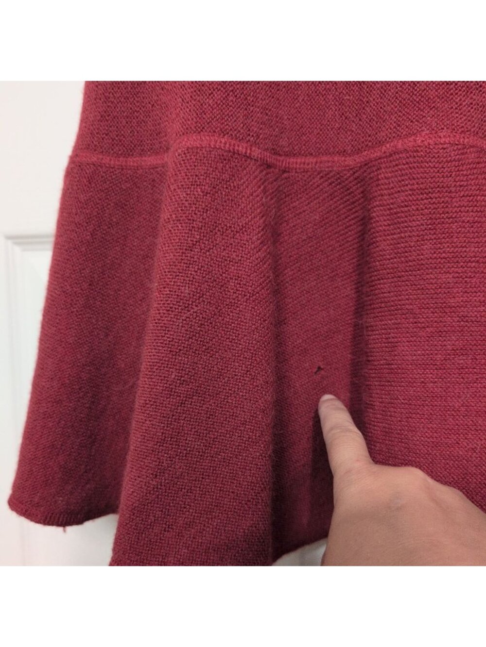 Beyond Threads Alpaca Wool Duster Womens Size Small Red Ruffle Boho Cardigan - Picture 10 of 11